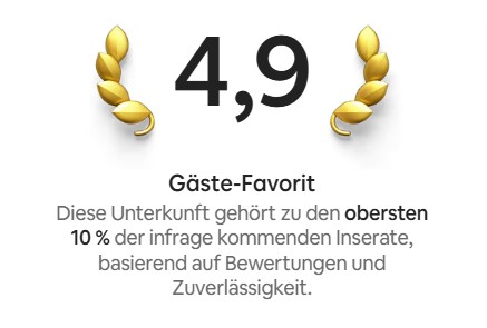 Airbnb Gäste-Favorit: 4,9. Diese Unterkunft gehört zu den obersten 10 Prozent der infrage kommenden Inserate, basierend auf Bewertungen und Zuverlässigkeit.
